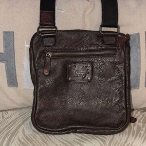 Scully Dark Brown Leather Messenger Bag